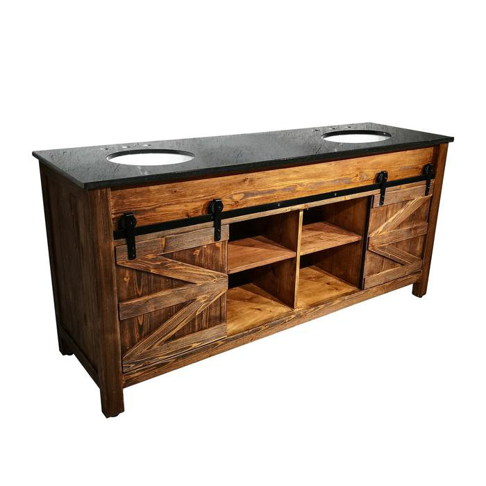 AA Warehousing Estancia Barn Door 72" Double Bathroom Vanity Set